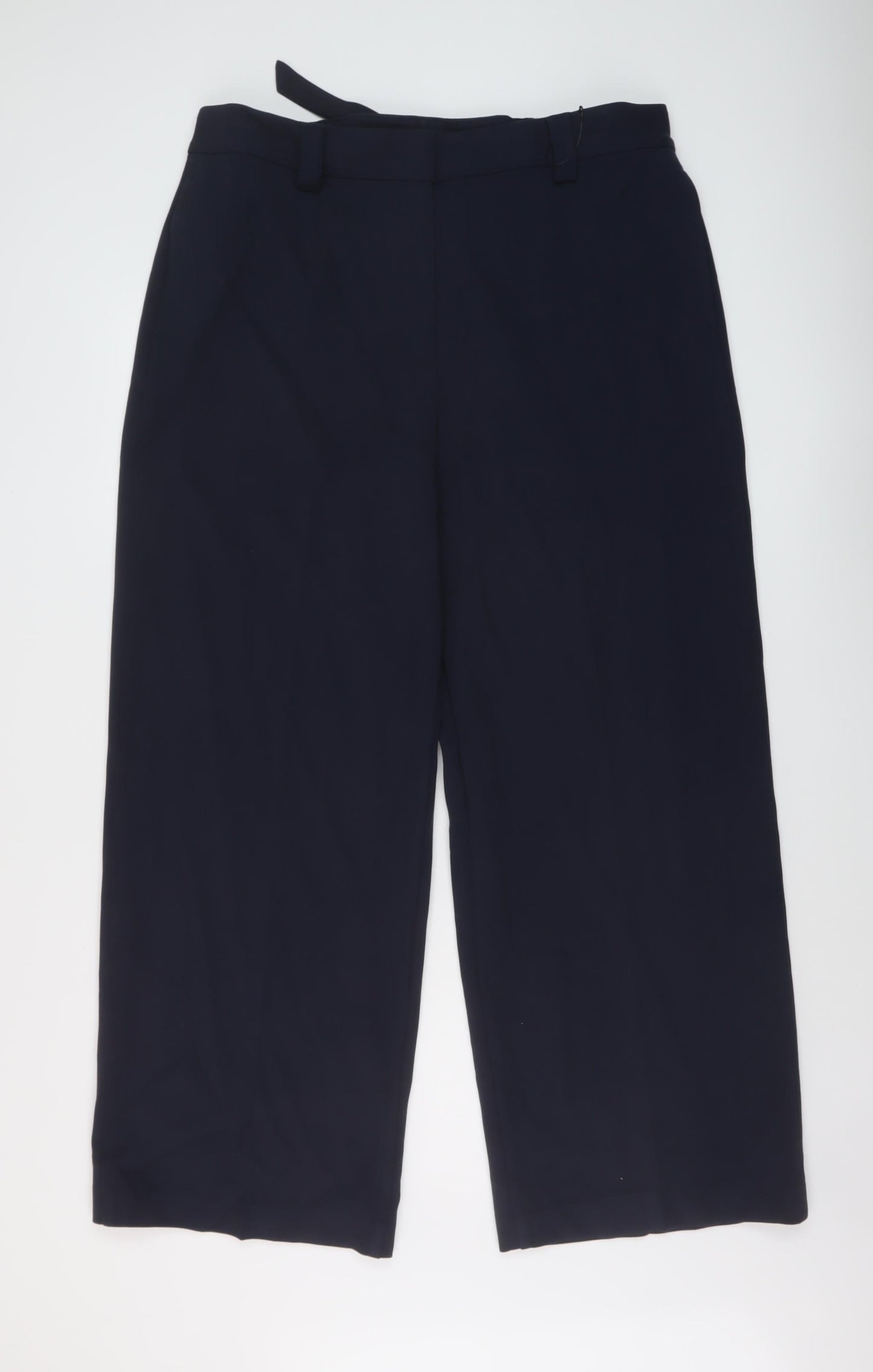 Marks and Womens Blue Polyester Trousers Size 18 L30 in Regular Hook & Eye