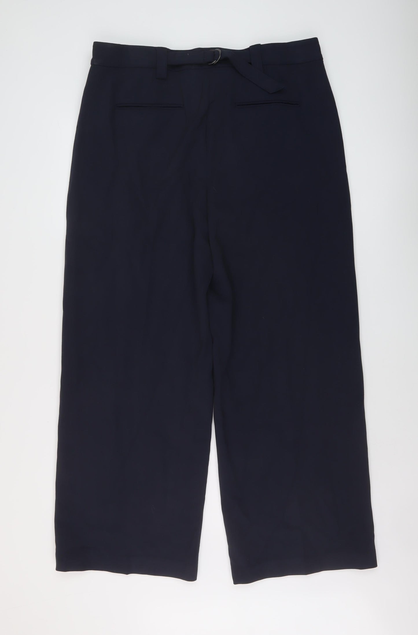 Marks and Womens Blue Polyester Trousers Size 18 L30 in Regular Hook & Eye