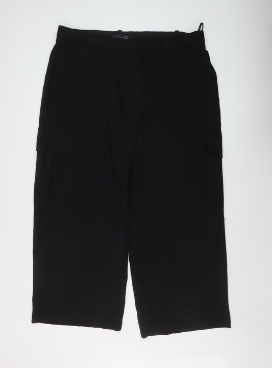 Marks and Spencer Womens Black Polyester Trousers Size 20 L28 in Regular Hook & Eye