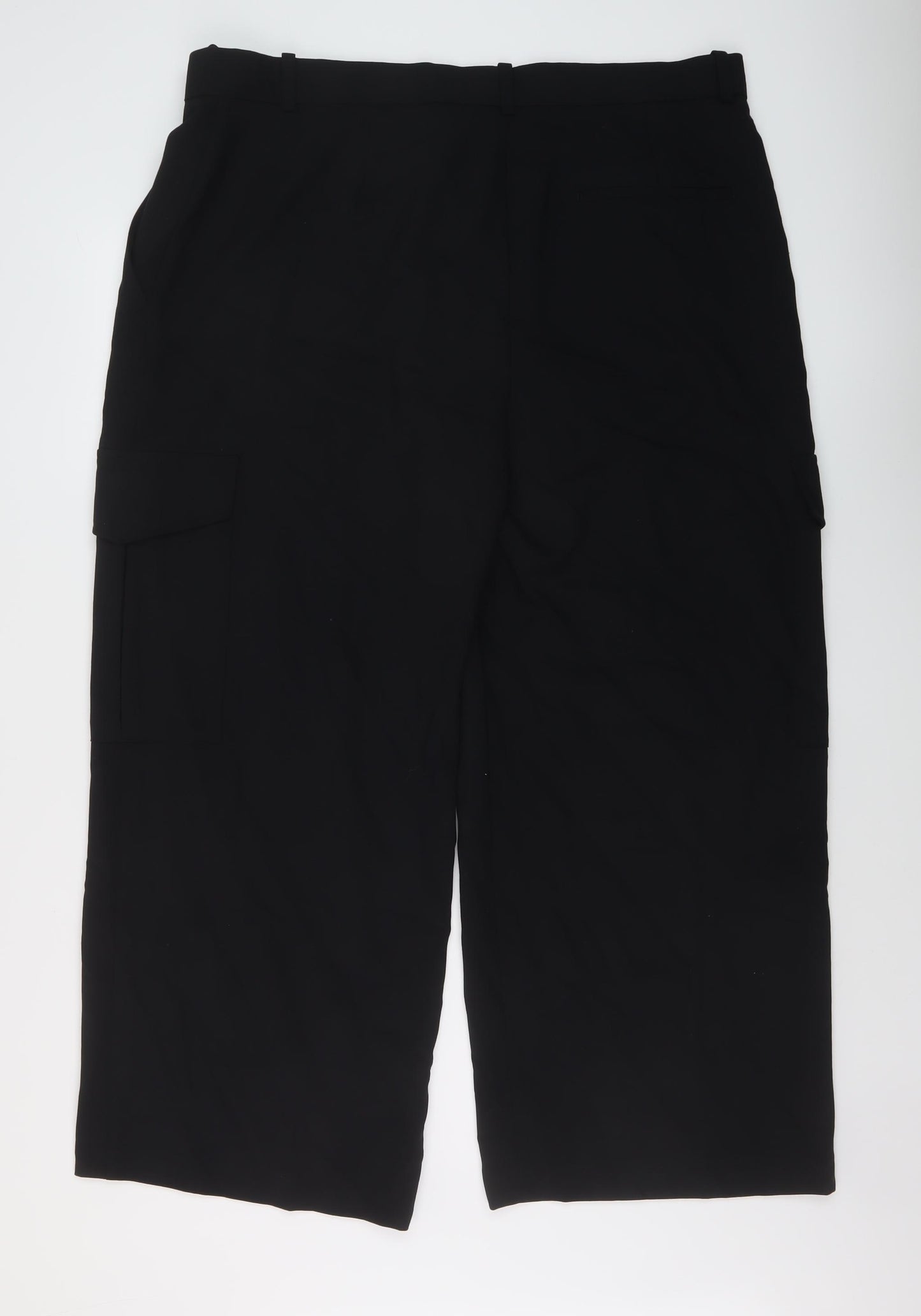 Marks and Spencer Womens Black Polyester Trousers Size 20 L28 in Regular Hook & Eye