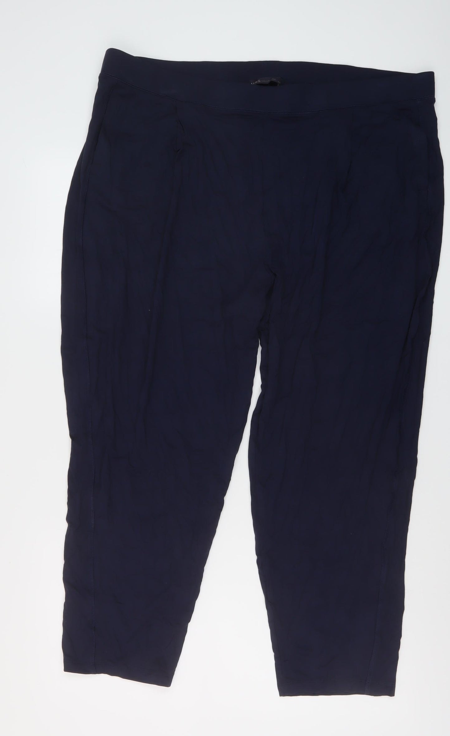 Marks and Spencer Womens Blue Viscose Trousers Size 22 L25 in Regular