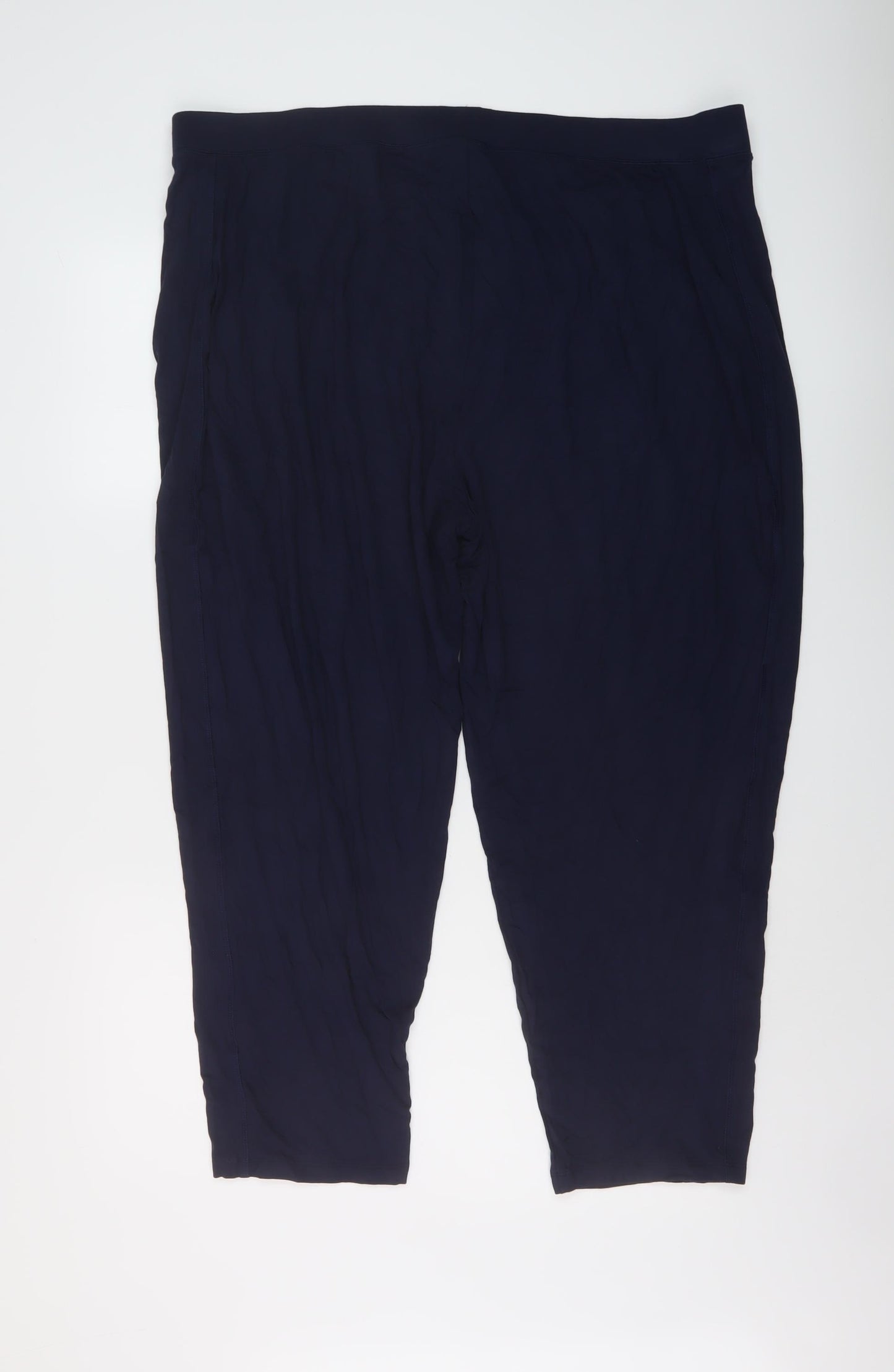 Marks and Spencer Womens Blue Viscose Trousers Size 22 L25 in Regular