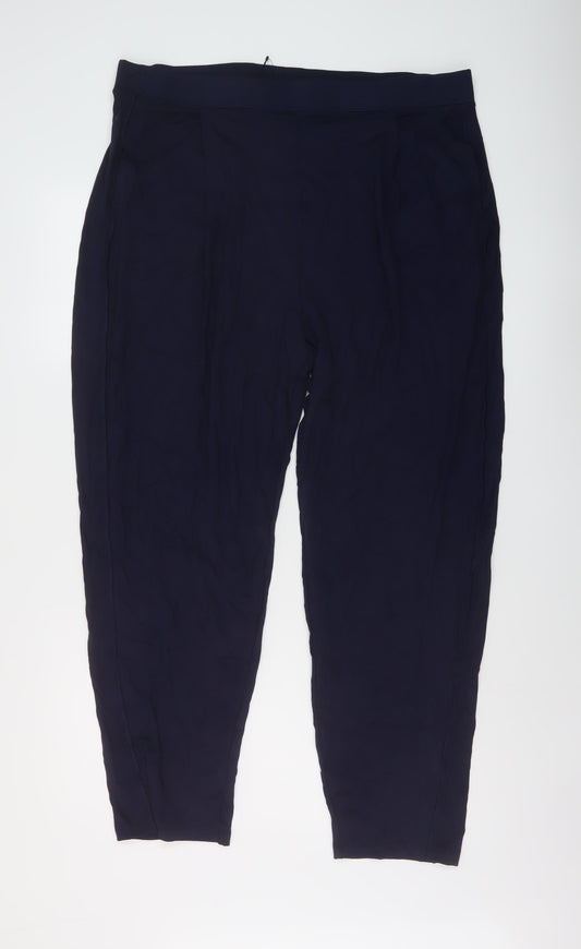 Marks and Spencer Womens Blue Viscose Trousers Size 20 L29 in Regular