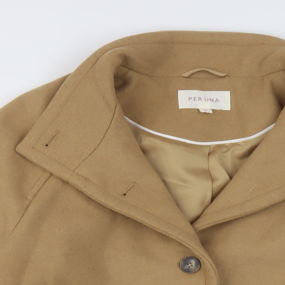 Per Una Womens Beige Overcoat Coat Size 16 Button