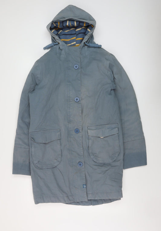 Weird Fish Womens Blue Parka Coat Size 14 Button