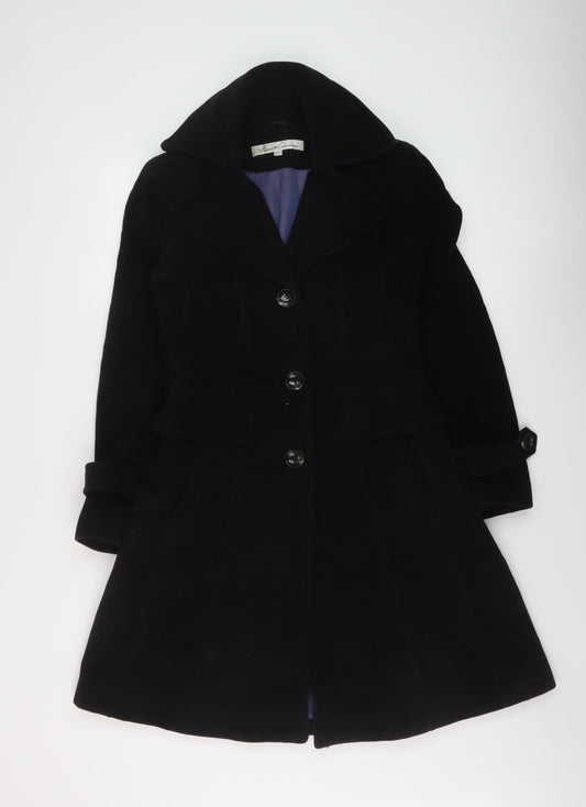 Kenneth Cole Womens Black Pea Coat Coat Size 10 Button