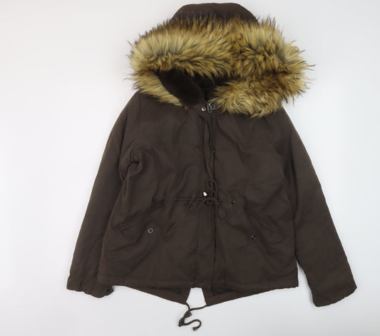 Zara Womens Brown Parka Jacket Size M Zip