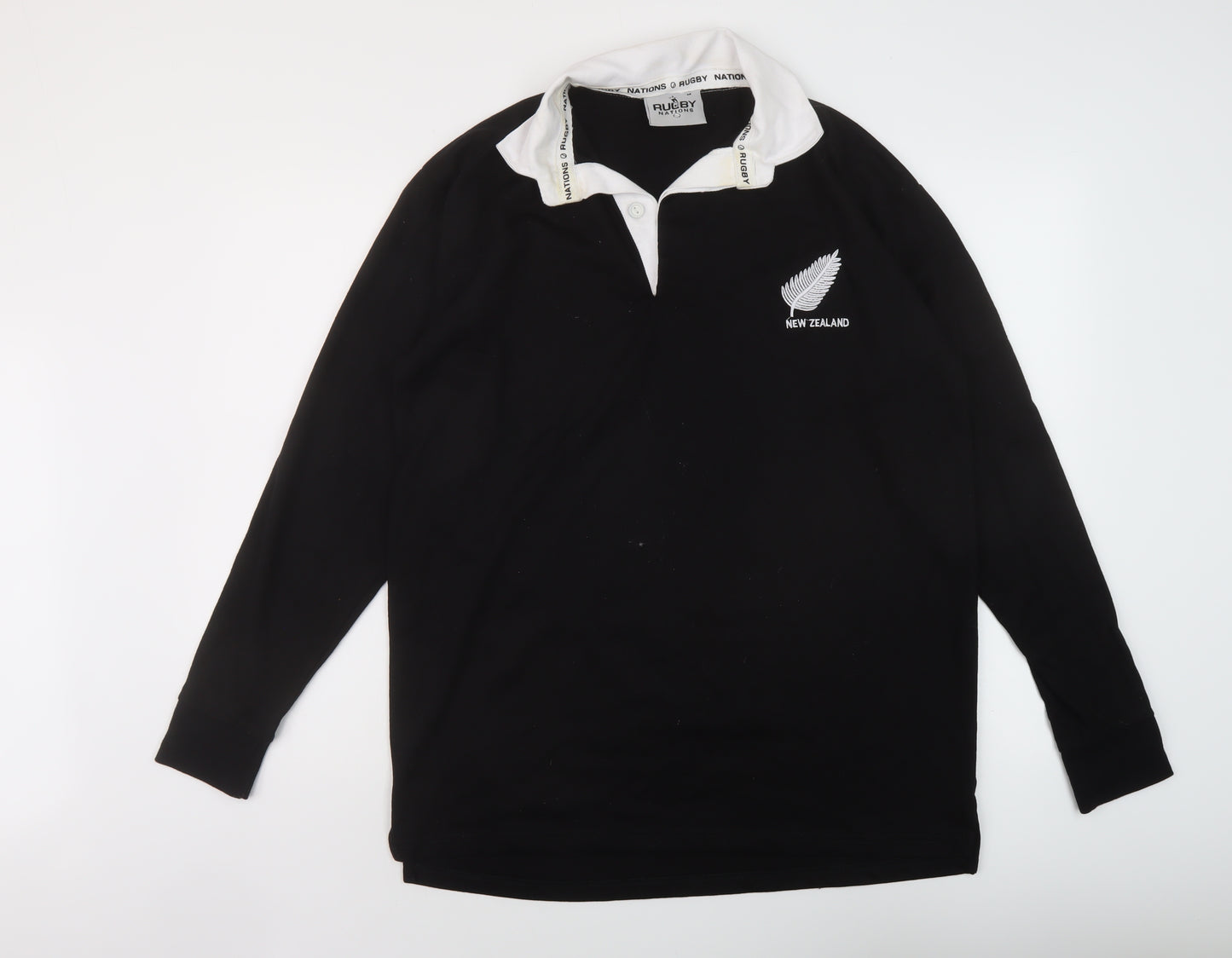 Rugby Nations Mens Black Cotton Pullover Sweatshirt Size M