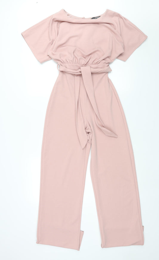 Quiz Womens Pink Polyester Jumpsuit One-Piece Size 8 L33 in Button - Belted