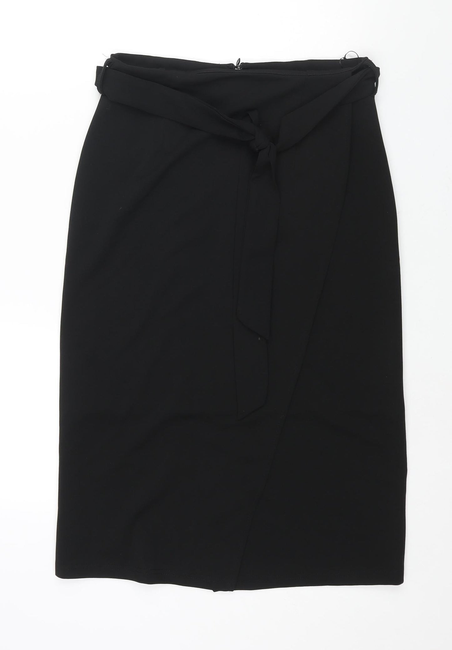 Girl In Mind Womens Black Polyester Straight & Pencil Skirt Size 12 Zip - Belted