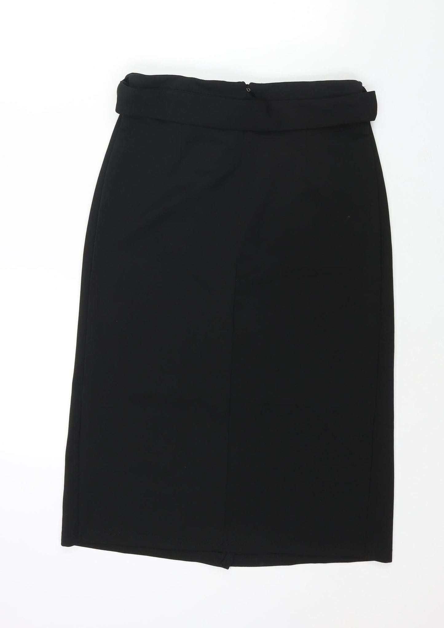 Girl In Mind Womens Black Polyester Straight & Pencil Skirt Size 12 Zip - Belted