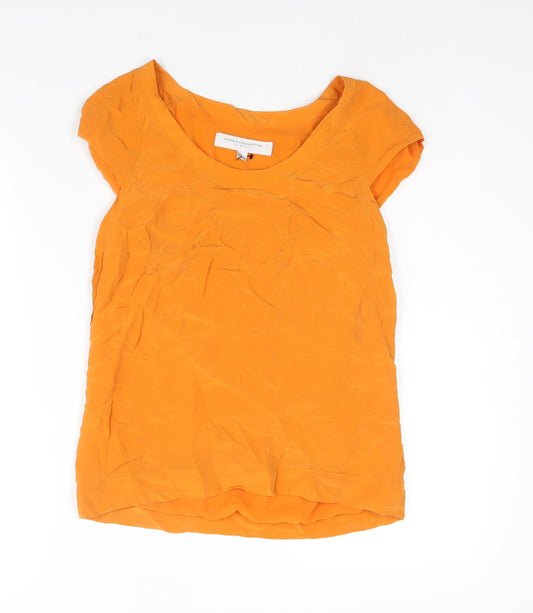 French Connection Womens Orange Silk Basic Blouse Size 8 Round Neck