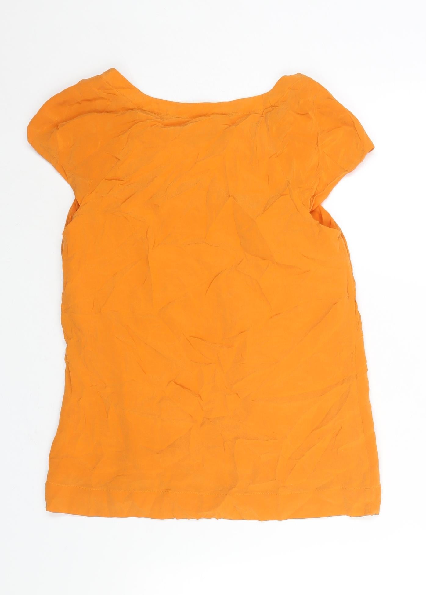 French Connection Womens Orange Silk Basic Blouse Size 8 Round Neck