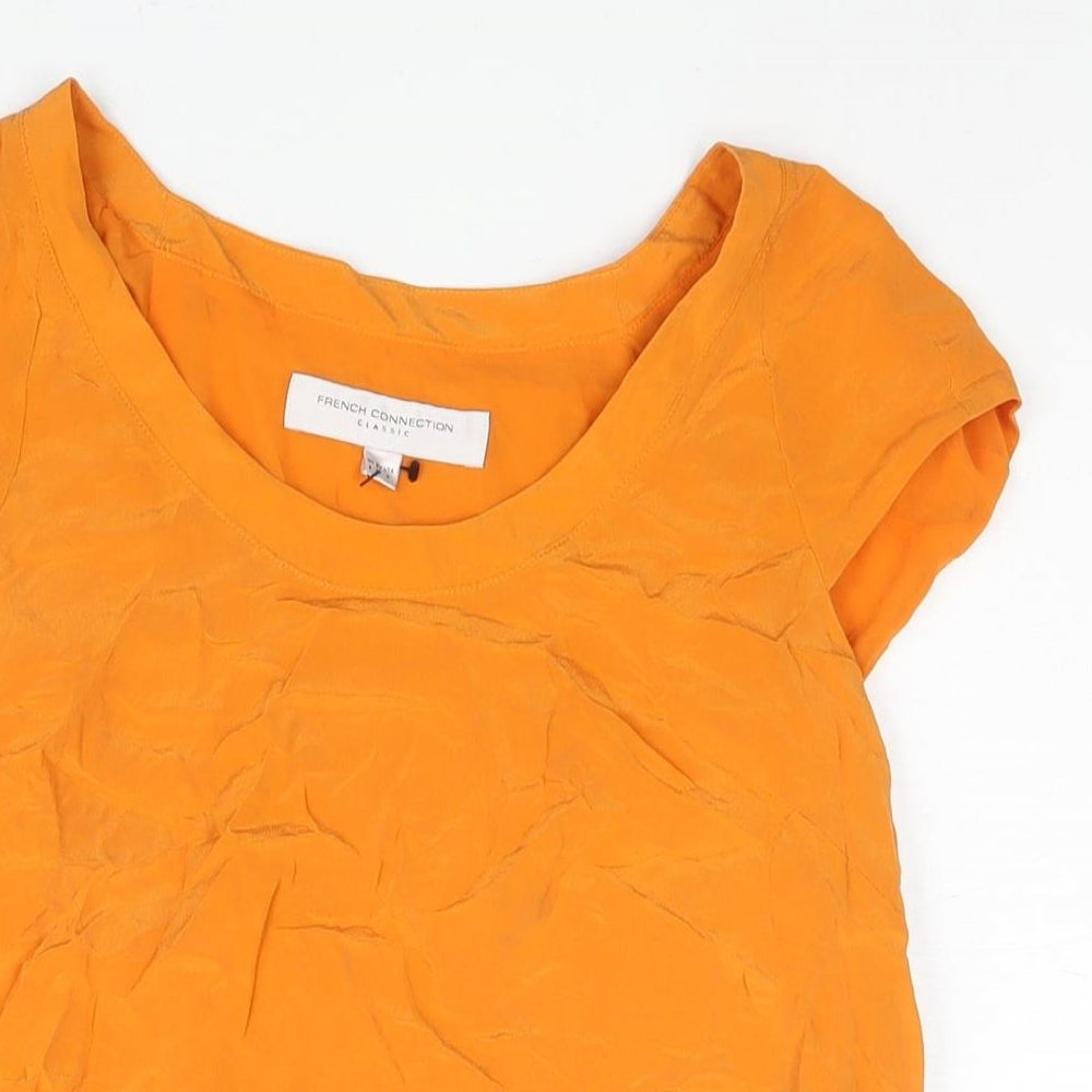 French Connection Womens Orange Silk Basic Blouse Size 8 Round Neck