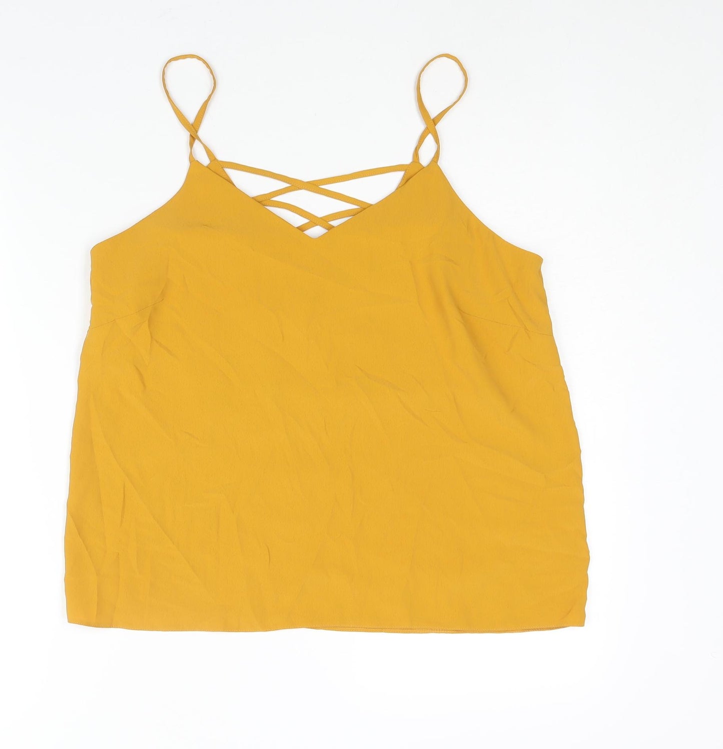 New Look Womens Yellow Polyester Camisole Blouse Size 12 V-Neck