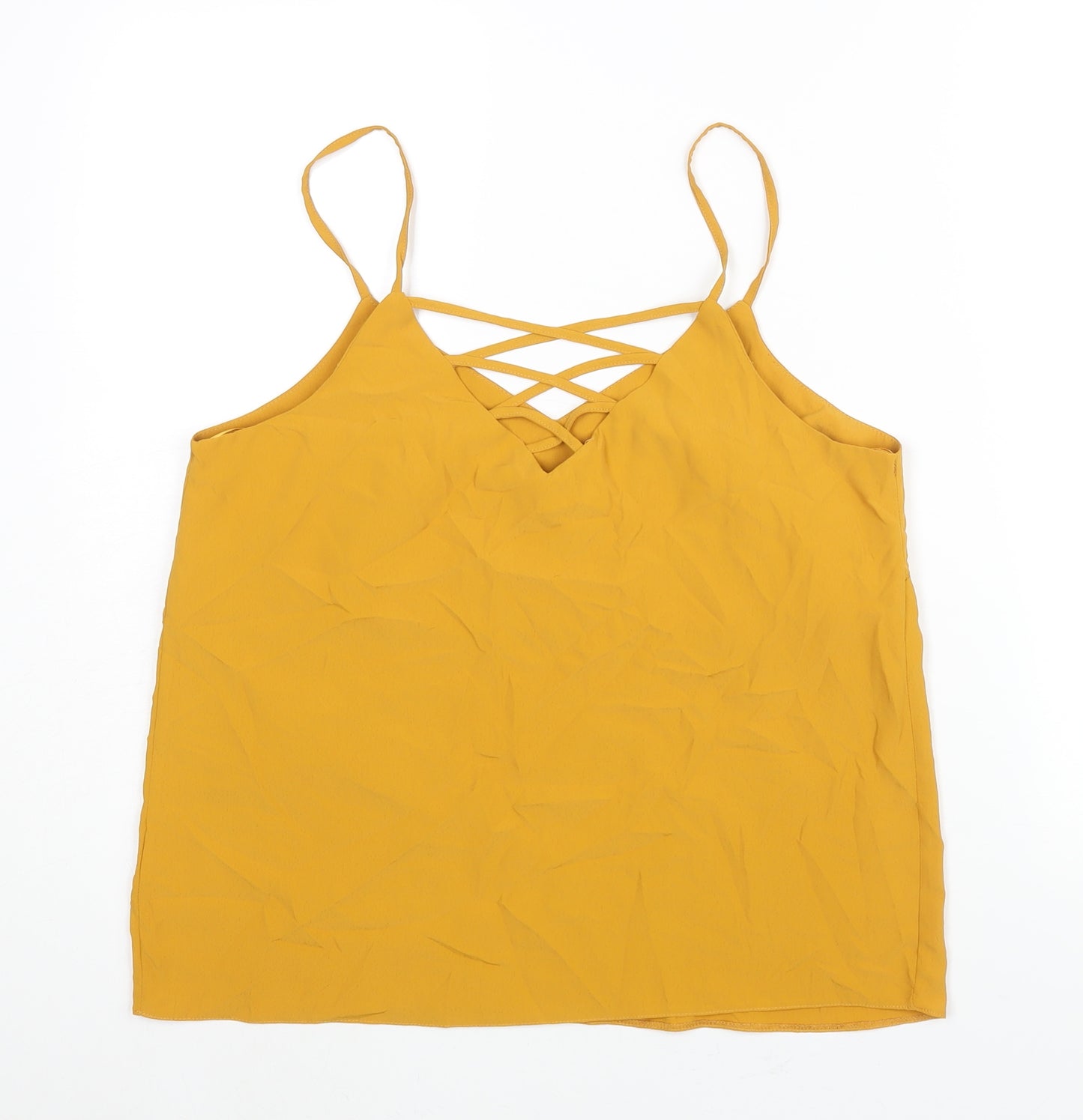 New Look Womens Yellow Polyester Camisole Blouse Size 12 V-Neck