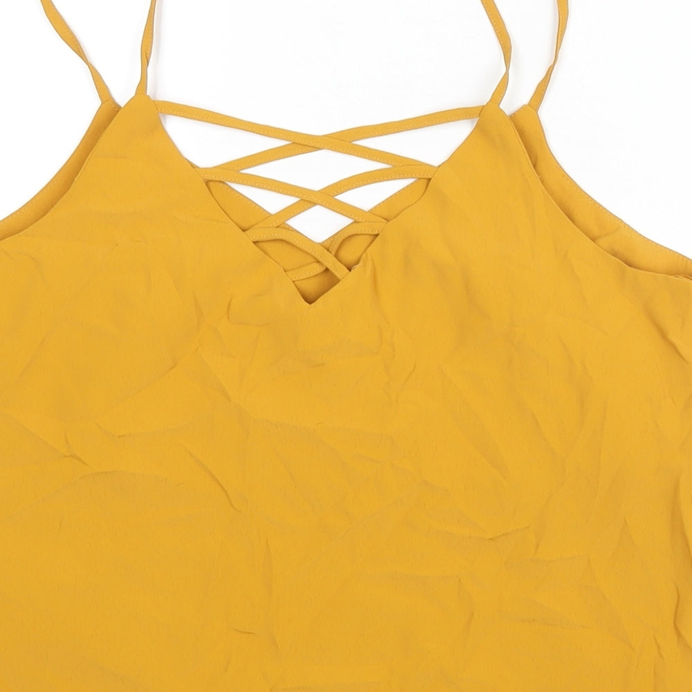 New Look Womens Yellow Polyester Camisole Blouse Size 12 V-Neck