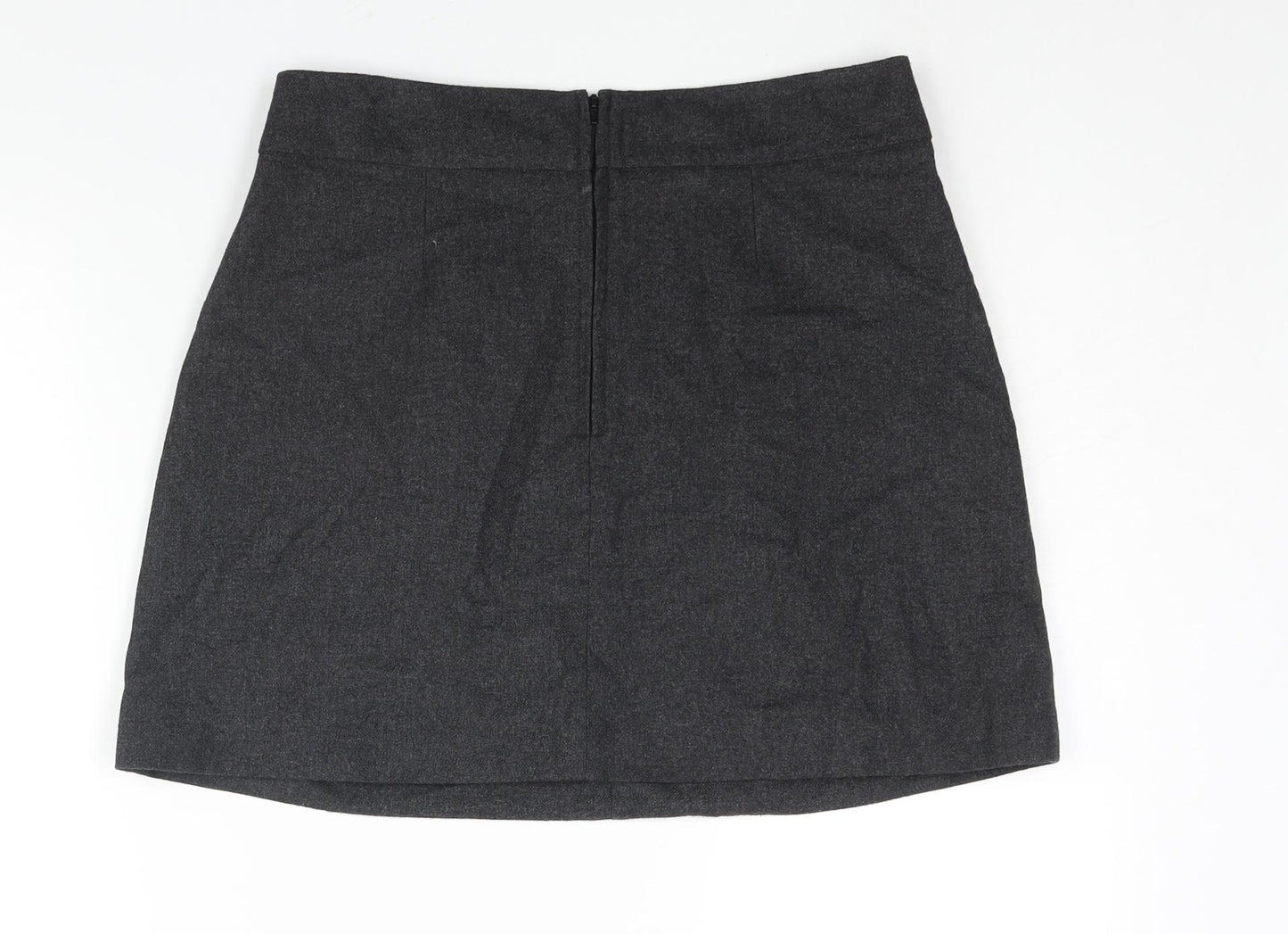 French Connection Womens Grey Wool A-Line Skirt Size 12 Zip