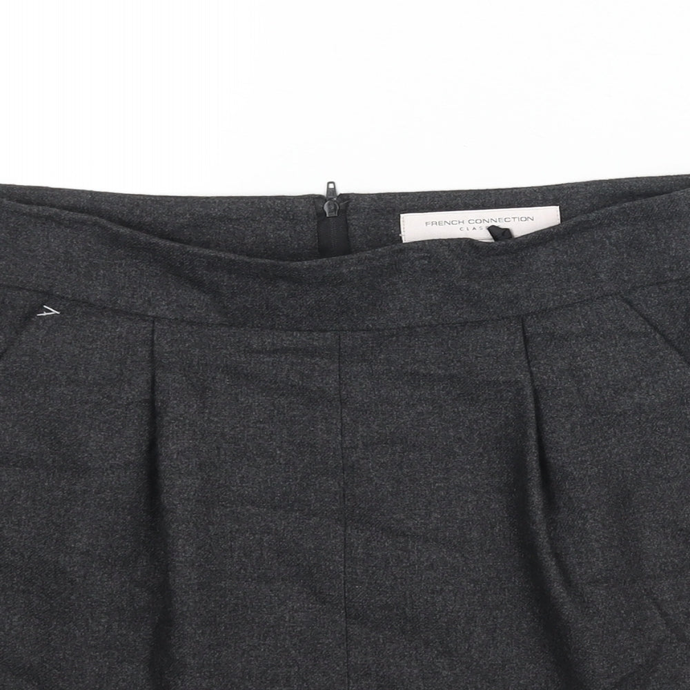 French Connection Womens Grey Wool A-Line Skirt Size 12 Zip