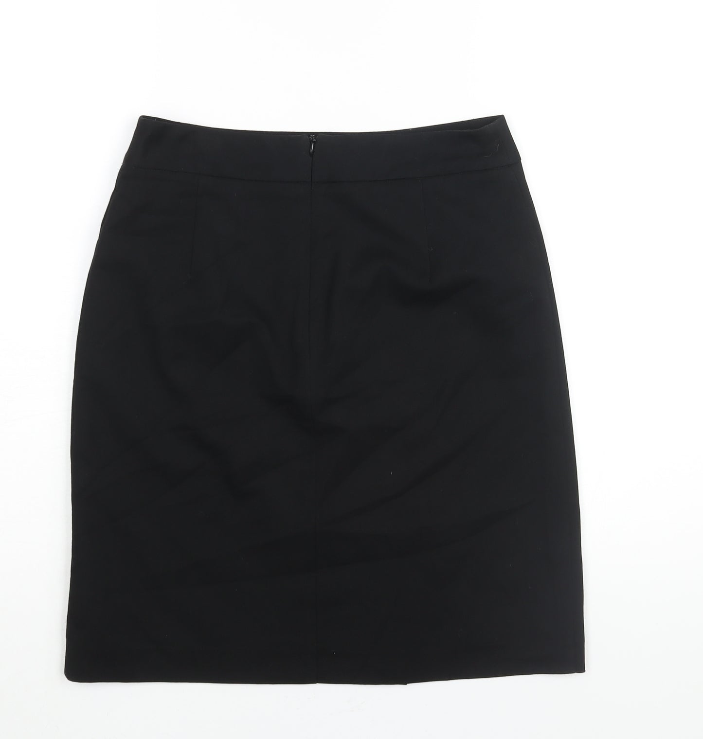 NEXT Womens Black Polyester Straight & Pencil Skirt Size 12 Zip - Wrap Style