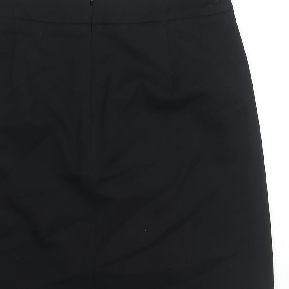 NEXT Womens Black Polyester Straight & Pencil Skirt Size 12 Zip - Wrap Style