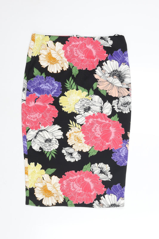 Miss Selfridge Womens Multicoloured Floral Polyester Straight & Pencil Skirt Size 12 Zip