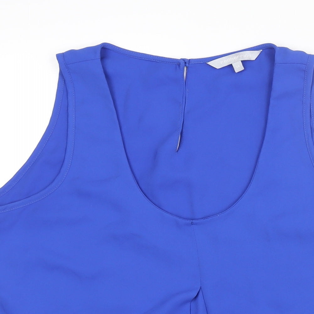 Red Herring Womens Blue Polyester Camisole Blouse Size 14 Scoop Neck - Vent Detail