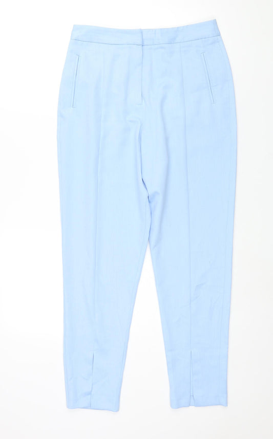 ASOS Womens Blue Polyester Trousers Size 12 L28 in Regular Zip - Vented Hems