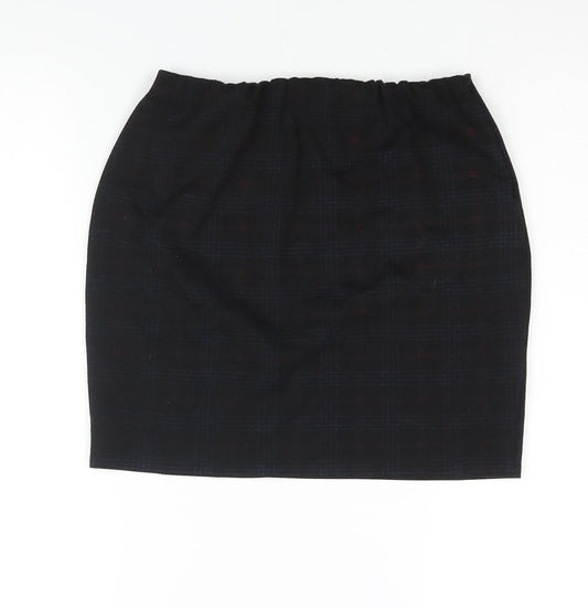 New Look Womens Black Check Polyester Mini Skirt Size 12