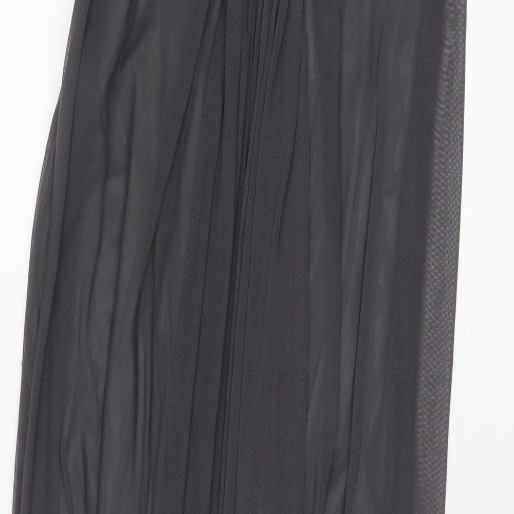 DYNASTY Womens Grey Polyester Maxi Size 8 Sweetheart Zip - Jewel, Pleated