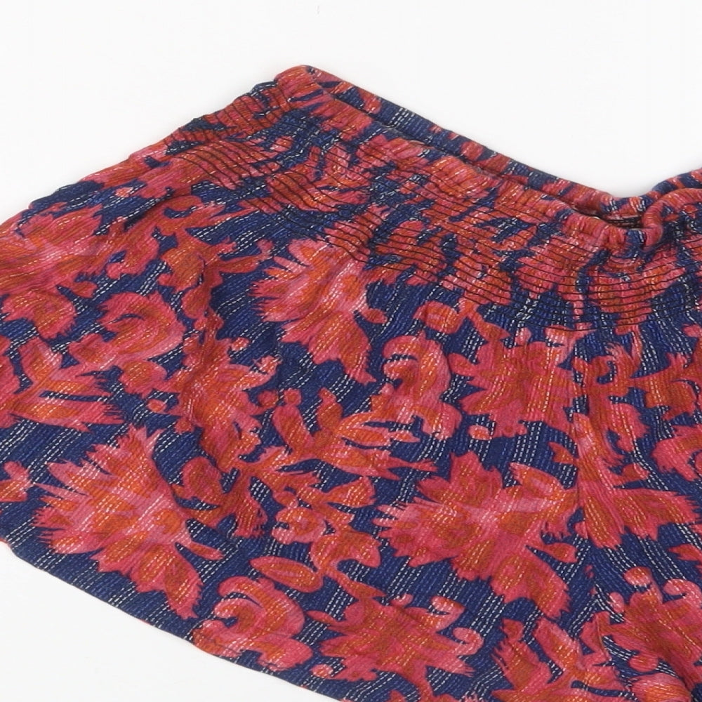 Stormy at stars Womens Red Floral Viscose Basic Shorts Size S Regular Pull On