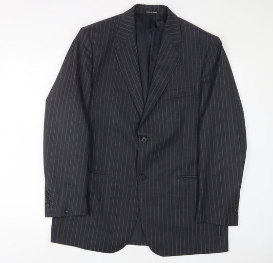 Yves Saint Laurent Mens Grey Striped Wool Jacket Suit Jacket Size 42 Regular - Inside Pockets