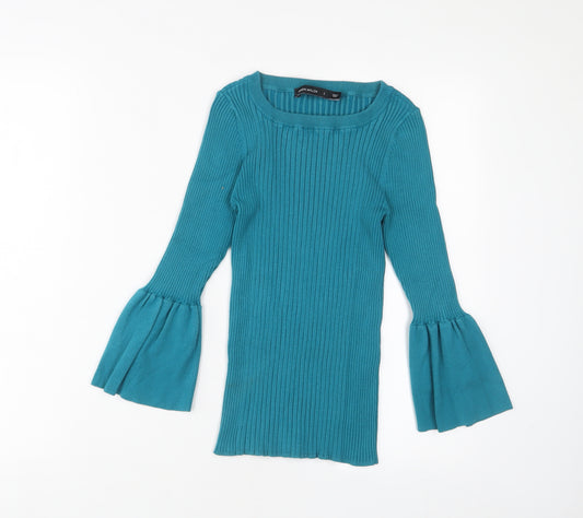 Karen Millen Womens Blue Crew Neck Acrylic Pullover Jumper Size S - Stretch