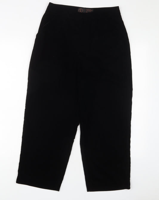 Fat Face Womens Black Polyester Trousers Size 8 L24 in Regular Hook & Eye - Pleated