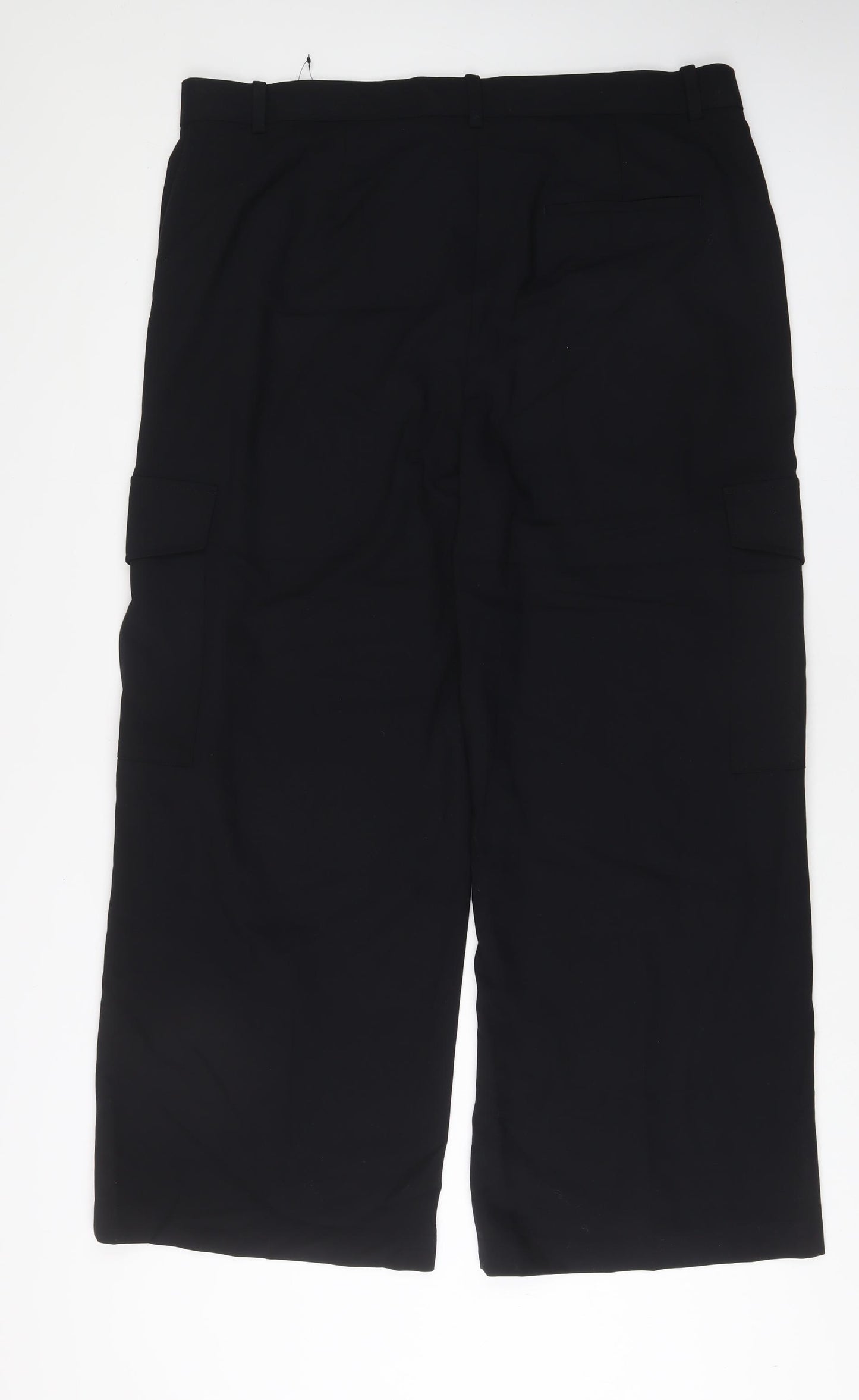 Marks and Spencer Womens Black Polyester Trousers Size 20 L30 in Regular Hook & Eye