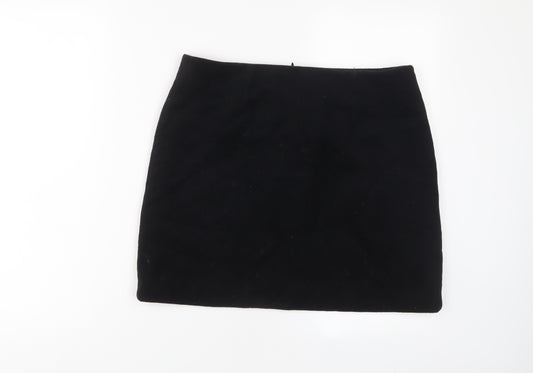 Tied a Terre Womens Black Wool A-Line Skirt Size 12 Zip