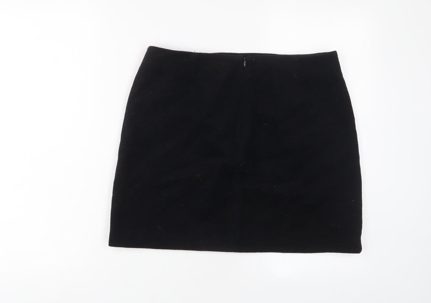 Tied a Terre Womens Black Wool A-Line Skirt Size 12 Zip