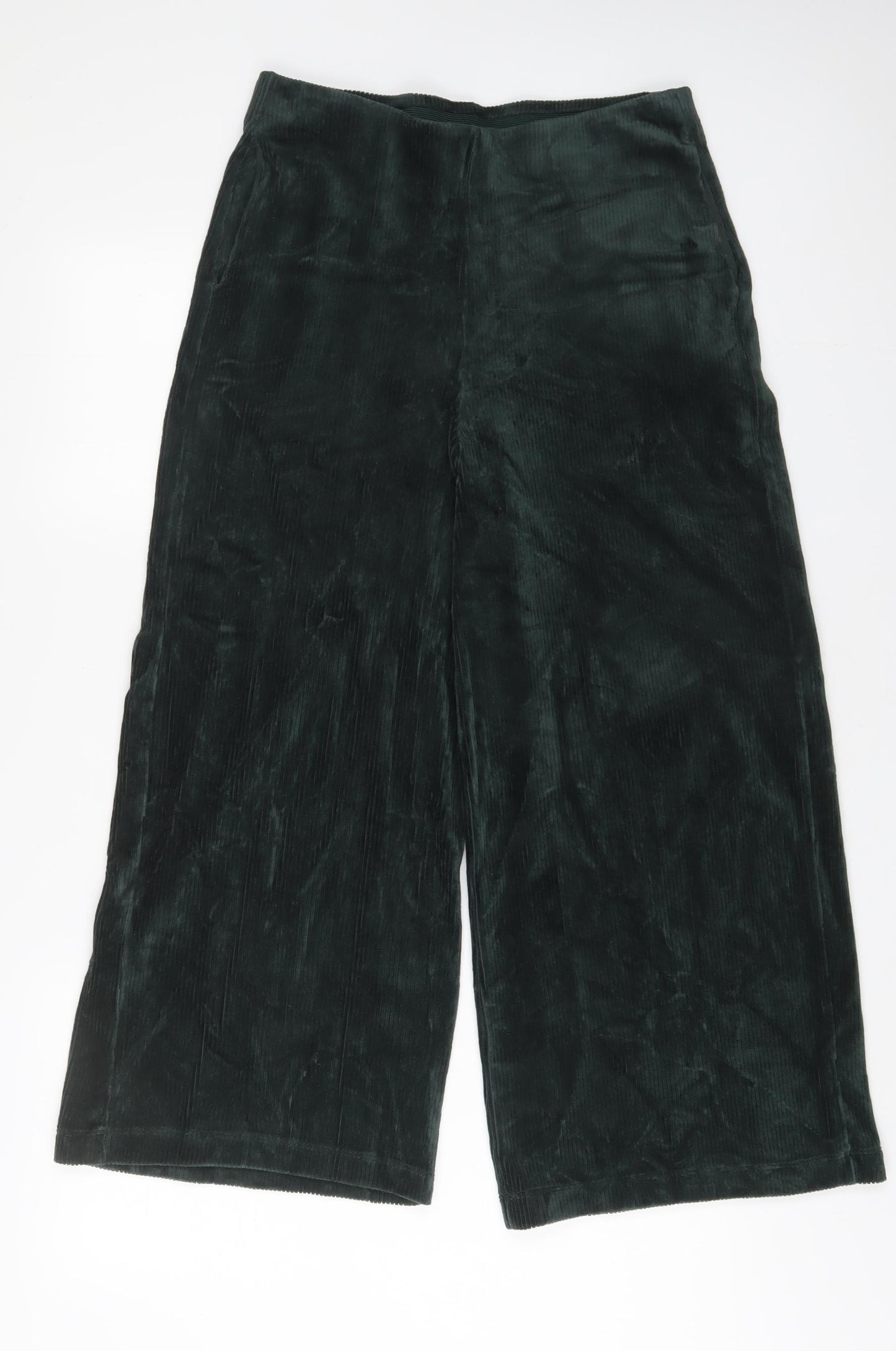 Marks and Spencer Womens Green Cotton Trousers Size 12 L25 in Regular