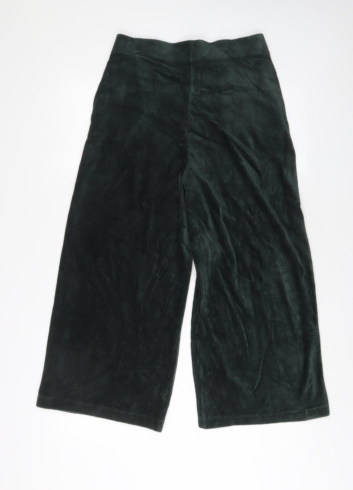 Marks and Spencer Womens Green Cotton Trousers Size 12 L25 in Regular