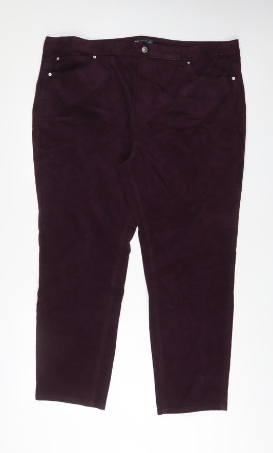 Marks and Spencer Womens Purple Cotton Trousers Size 24 L29 in Regular Zip