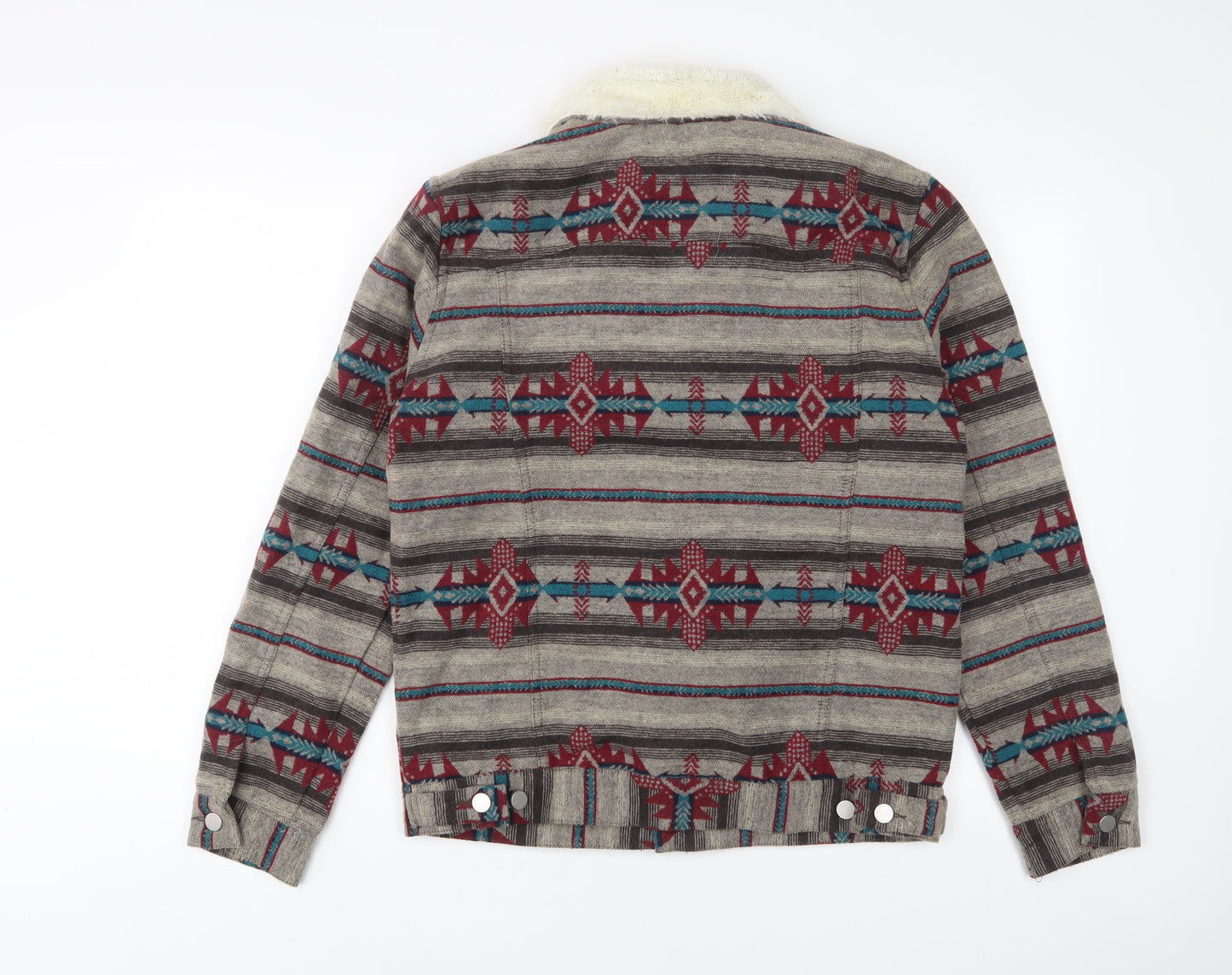 Boohoo Womens Multicoloured Fair Isle Jacket Size S Button