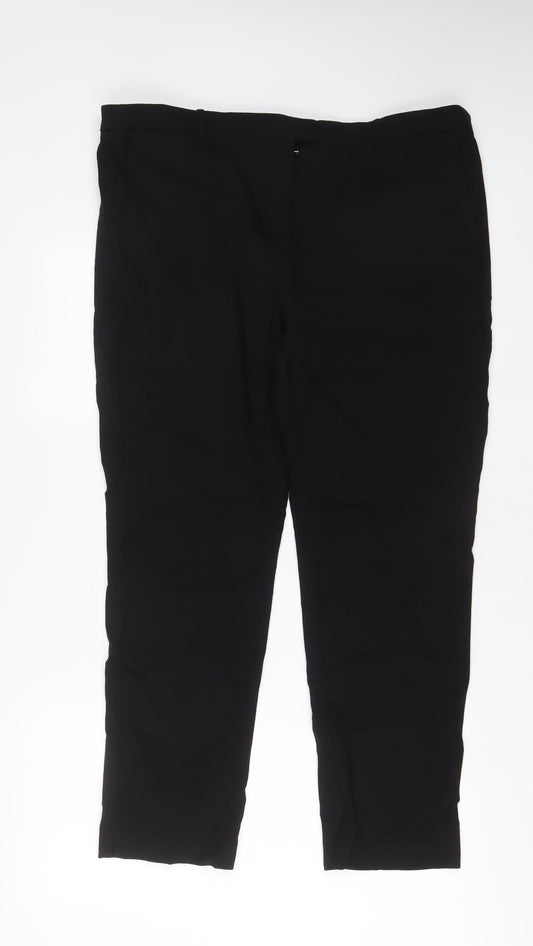 Mango Womens Black Polyester Trousers Size 20 L28 in Regular Hook & Eye