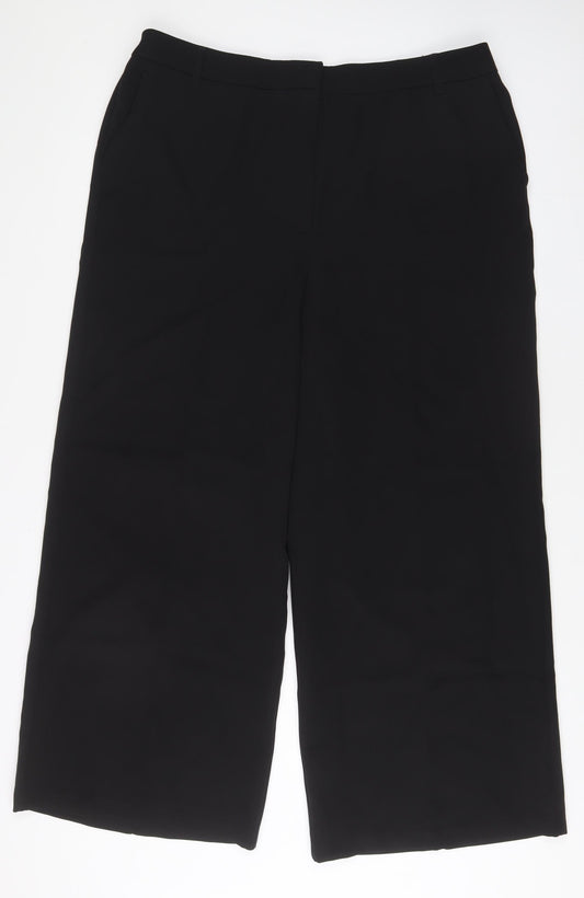 New Look Womens Black Polyester Trousers Size 18 L28 in Regular Hook & Eye