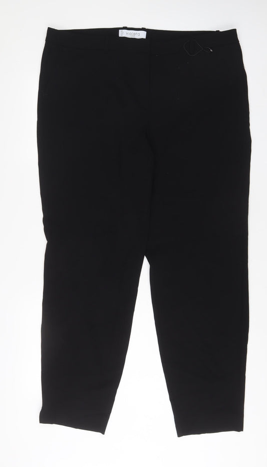 Mango Womens Black Polyester Trousers Size 22 L31 in Regular Hook & Eye