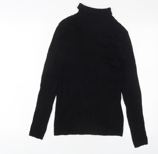 Marks and Spencer Womens Black Roll Neck Nylon Pullover Jumper Size 10 - Stretch