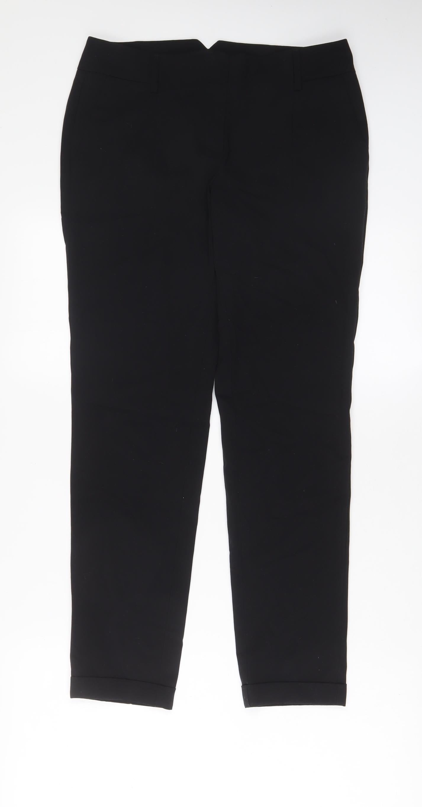 Mango Womens Black Polyester Trousers Size 6 L27 in Regular Hook & Eye