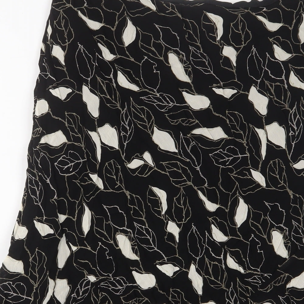 Marks and Spencer Womens Black Geometric Polyester A-Line Skirt Size 6