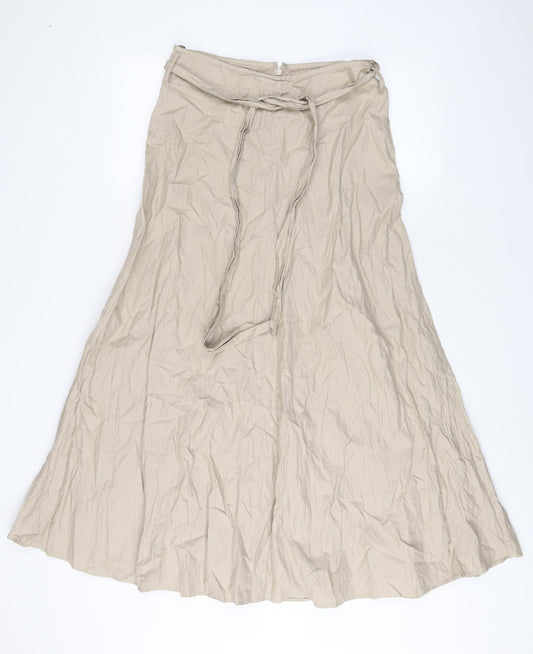 Sandwich Womens Beige Cotton A-Line Skirt Size 10 Zip - Belted