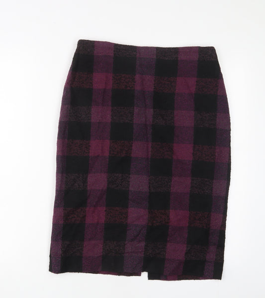 Cc Womens Purple Plaid Acrylic A-Line Skirt Size 10 Zip