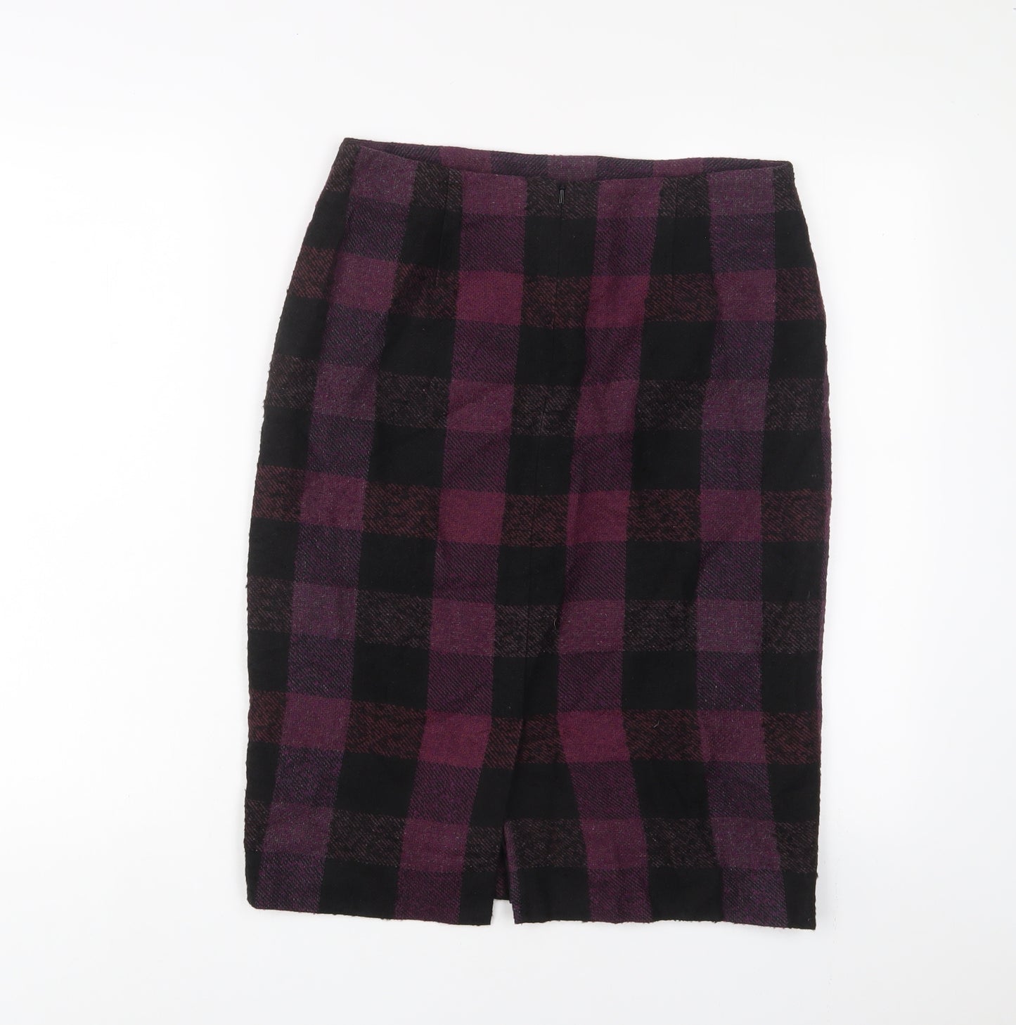 Cc Womens Purple Plaid Acrylic A-Line Skirt Size 10 Zip